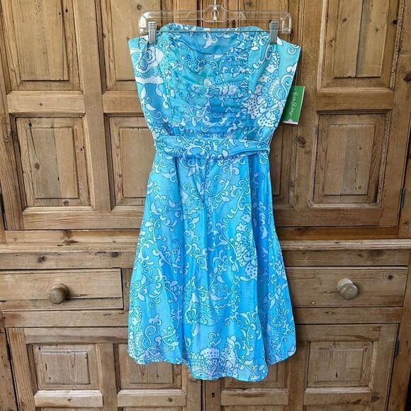 NWT Lilly Pulitzer 4 Dress Sleeveless Angelette Dress Via Blue Making The Rounds - Picture 1 of 16